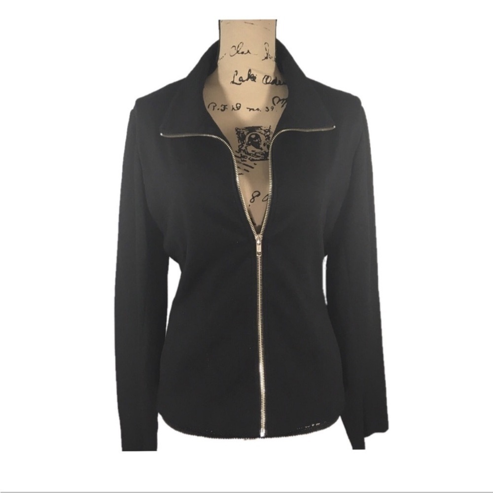 Lynn Ritchie Silver black silver zipper Jacket size smalll
